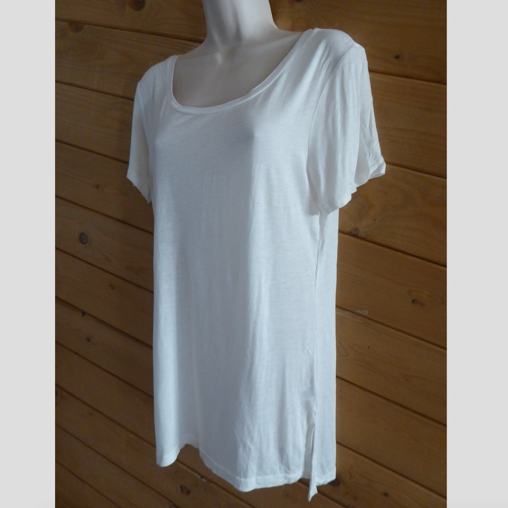 Halogen White Basic Scoop Neck Tee Short Sleeve - image 2